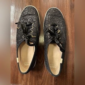 Size 8.5 Black Kate Spade glitter Keds
